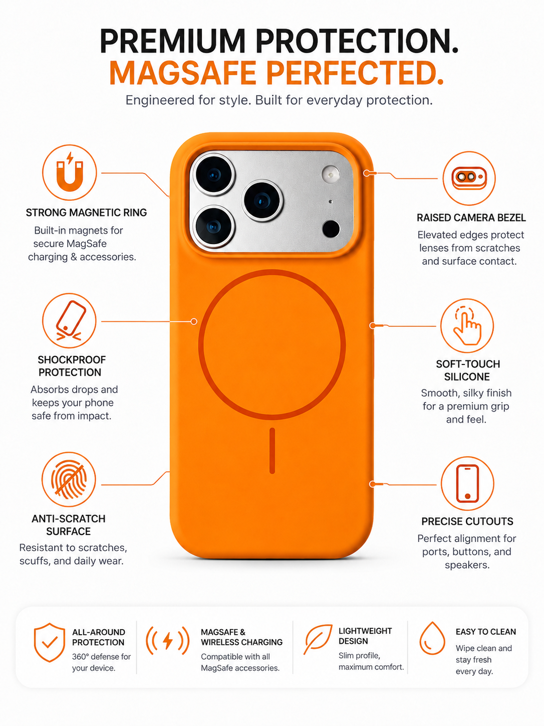 Cosmic orange MagSafe silicone case