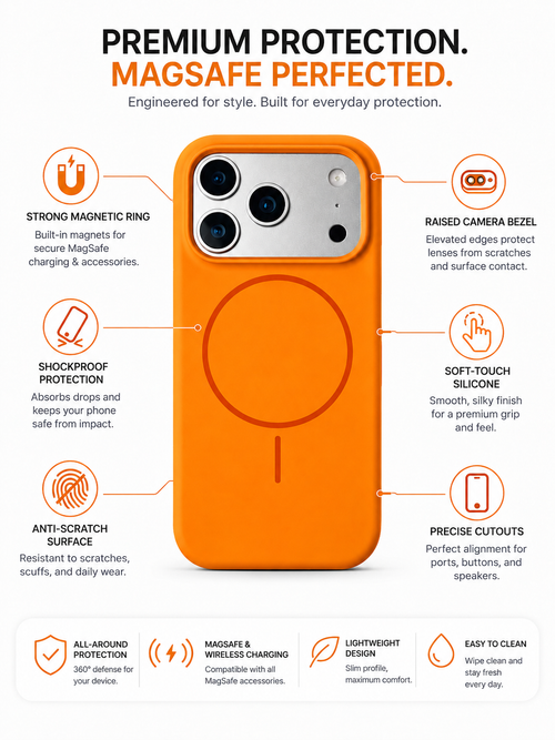 Cosmic orange MagSafe silicone case
