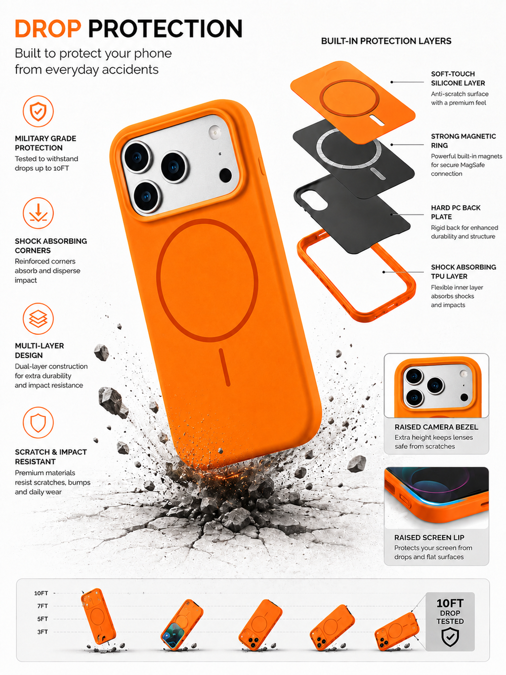 Cosmic orange MagSafe silicone case