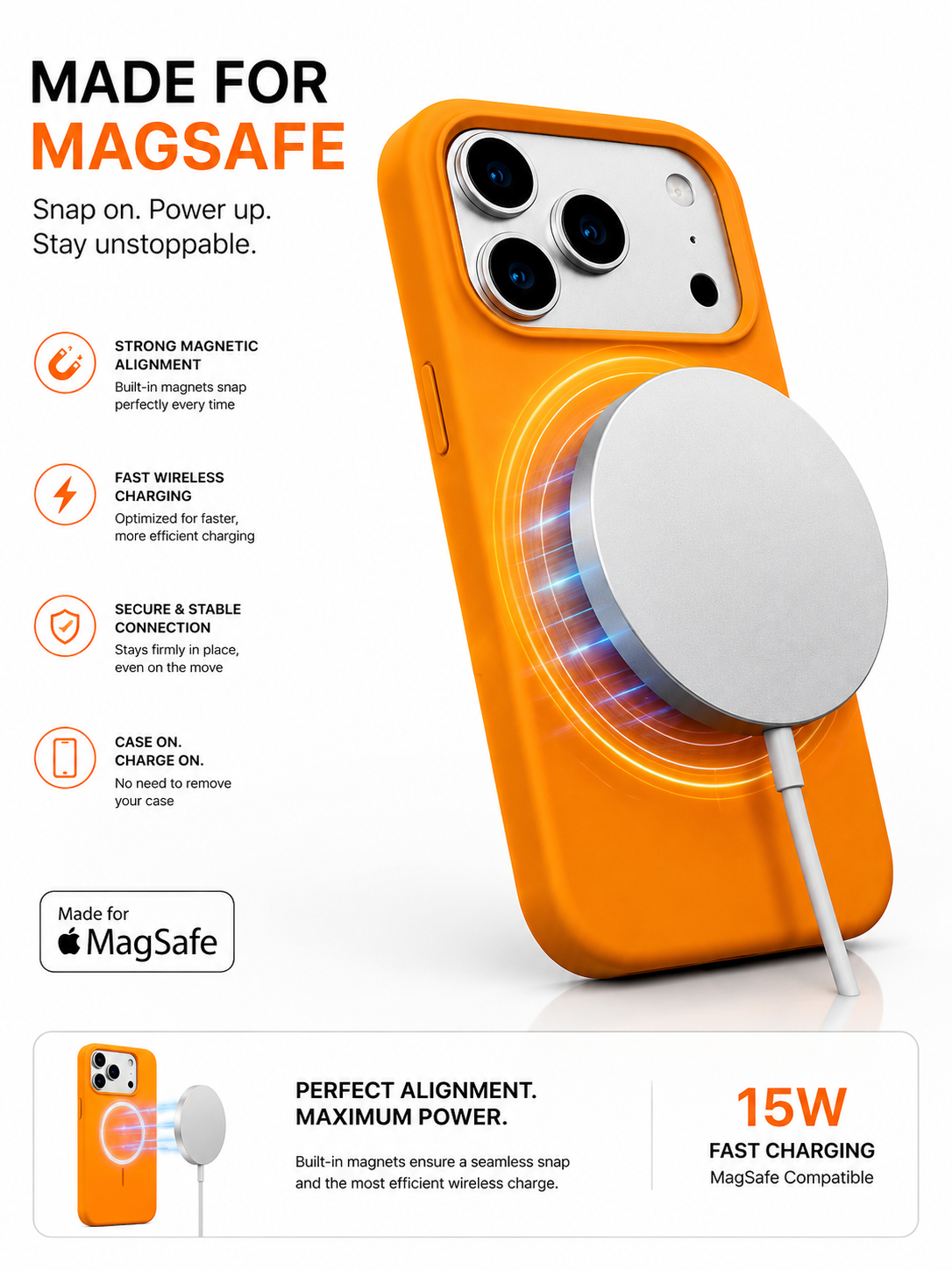 Cosmic orange MagSafe silicone case